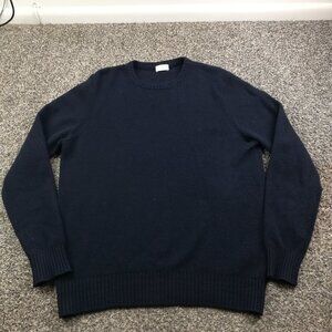 Asket Sweater Cashmere Crewneck Pullover Navy Blue Mens Medium Regular *Flaw